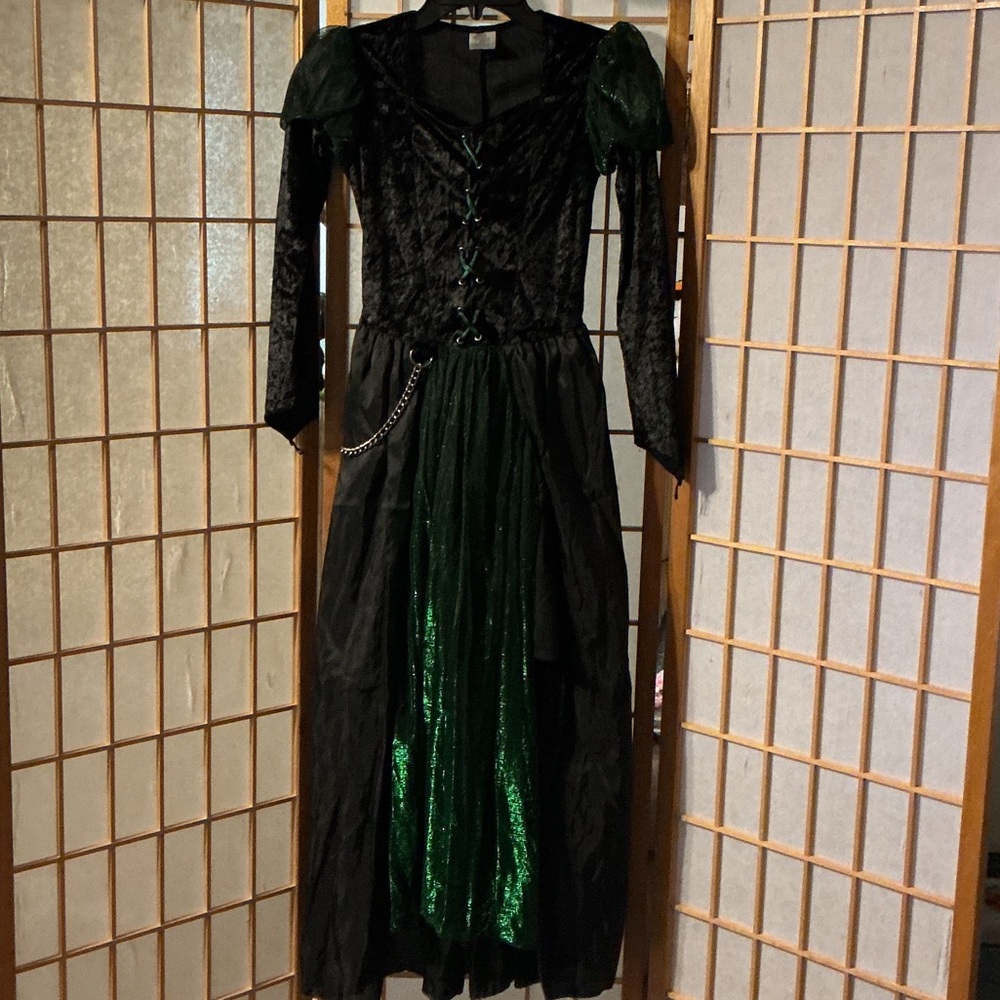 Wicked witch Enchanting Black and Green Kids Halloween Costume